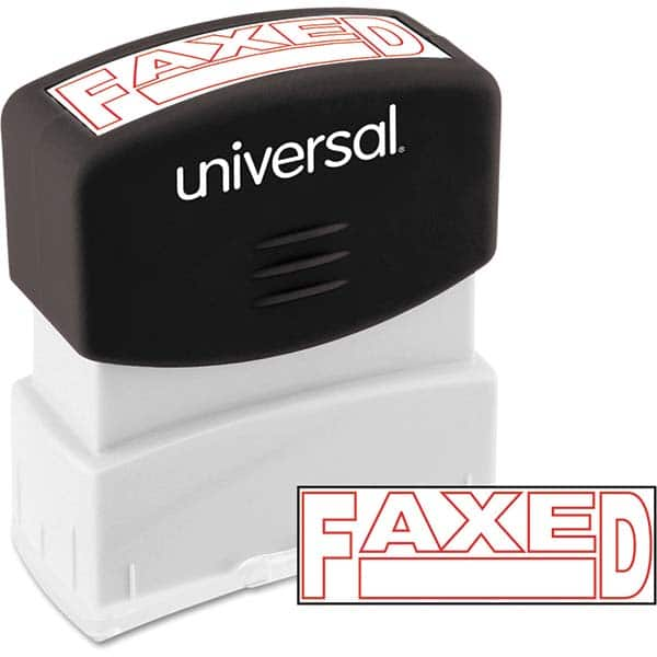 Pre-inked Stock Stamps, Message: FAXED, FAXED, FAXED , Material: Plastic , Imprint Shape: Rectangle , Ink Color: Red , Border Shape: Rectangle  MPN:UNV10054