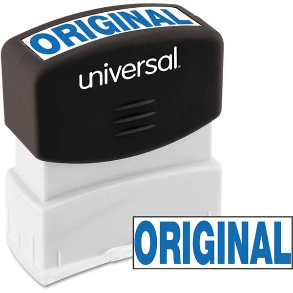 Pre-inked Stock Stamps, Message: ORIGINAL, ORIGINAL, ORIGINAL , Material: Plastic , Imprint Shape: Rectangle , Ink Color: Blue , Border Shape: Rectangle  MPN:UNV10060