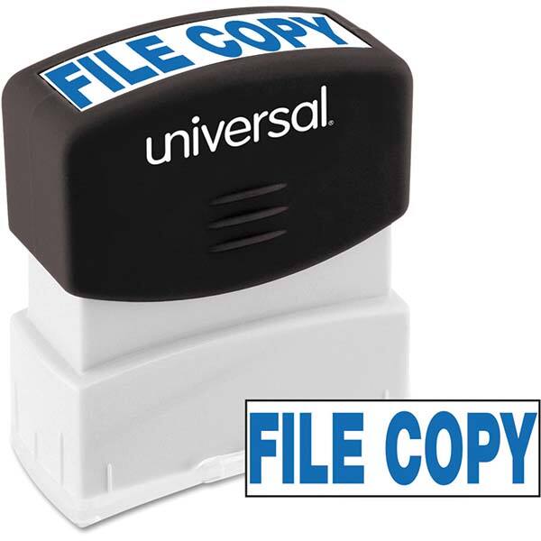 Pre-inked Stock Stamps, Message: FILE COPY, FILE COPY, FILE COPY , Material: Plastic , Imprint Shape: Rectangle , Ink Color: Blue , Border Shape: Rectangle  MPN:UNV10104