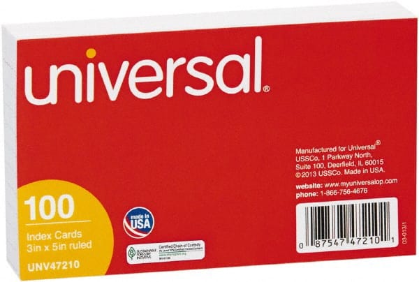 Pack of (100), Index Cards MPN:UNV47210