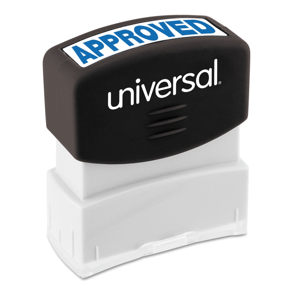 Universal Pre-Inked Message Stamp, Approved, 1 11/16in x 9/16in Impression, Blue (Min Order Qty 6) MPN:10043