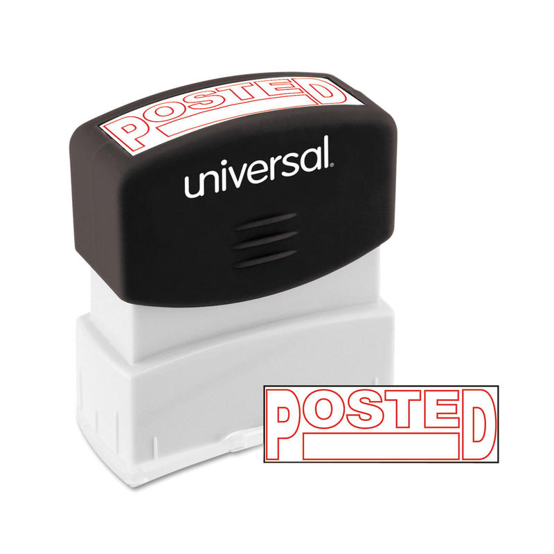 Universal Pre-Inked Message Stamp, Posted, 1 11/16in x 9/16in Impression, Red (Min Order Qty 5) MPN:10065