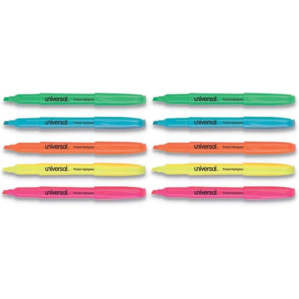 Highlighter Marker: Assorted Color, Fluorescent, Chisel Point MPN:UNV08857