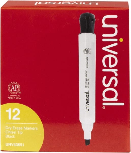 Pack of (12), Black, Chisel Tip, Dry Erase Markers MPN:UNV43651