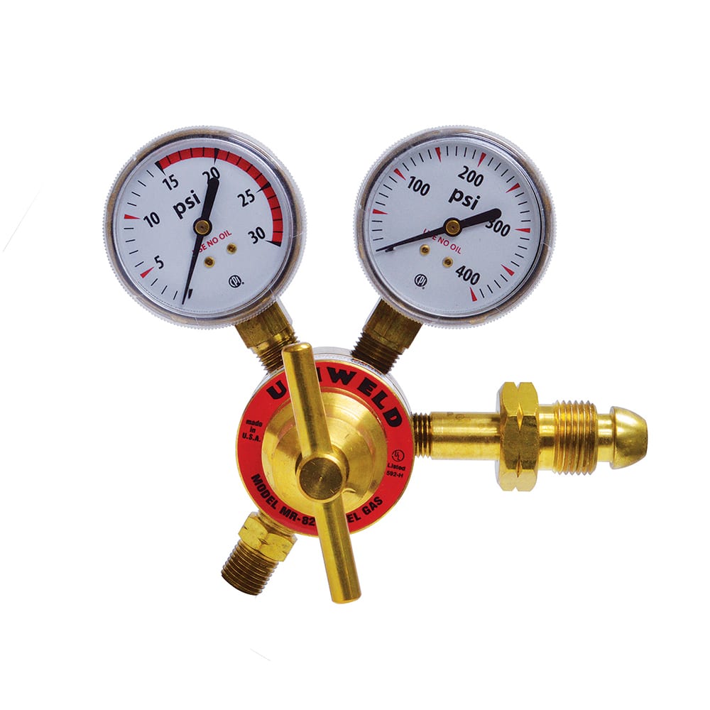 Welding Regulators, Gas Type: Acetylene , Maximum Inlet Pressure (psi): 400 , Maximum Outlet Pressure: 30 psi , CGA Inlet Connection: 510 , Gage Size: 2 (Inch) MPN:MR8211