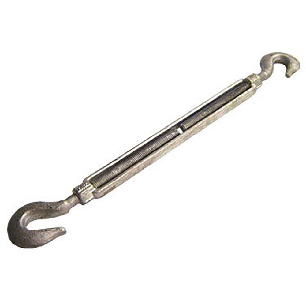 Turnbuckles, Turnbuckle Type: Hook & Hook , Working Load Limit: 1500 lb , Thread Size: 1/2-6 in , Turn-up: 6in , Closed Length: 13.38in  MPN:HHTBGV12X6