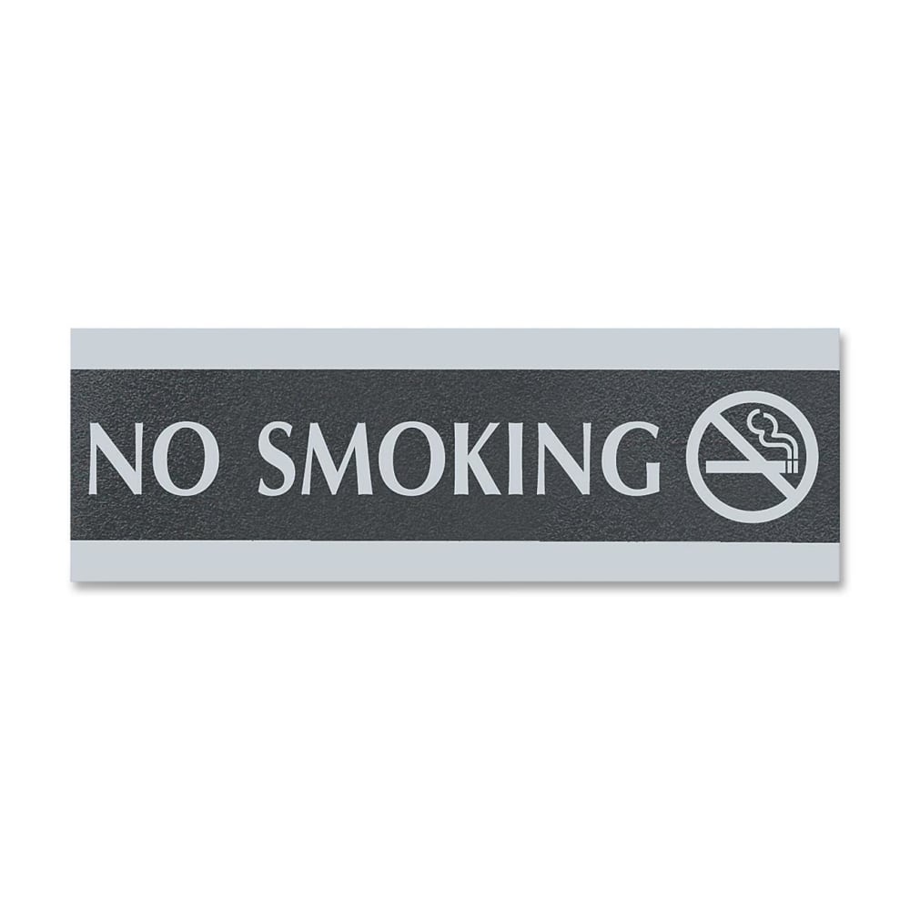 U.S. Stamp & Sign Century Series No Smoking Sign - 1 Each - No Smoking Print/Message - 9in Width x 3in Height - Silver Print/Message Color - Mounting Hardware - Black, Silver (Min Order Qty 5) MPN:4757