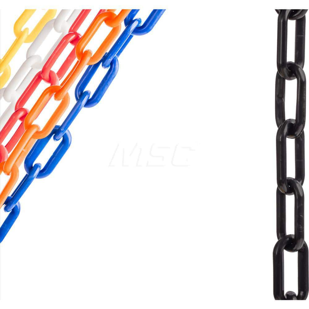 Pedestrian Barrier Chain: Plastic, Black, 50' Long, 2