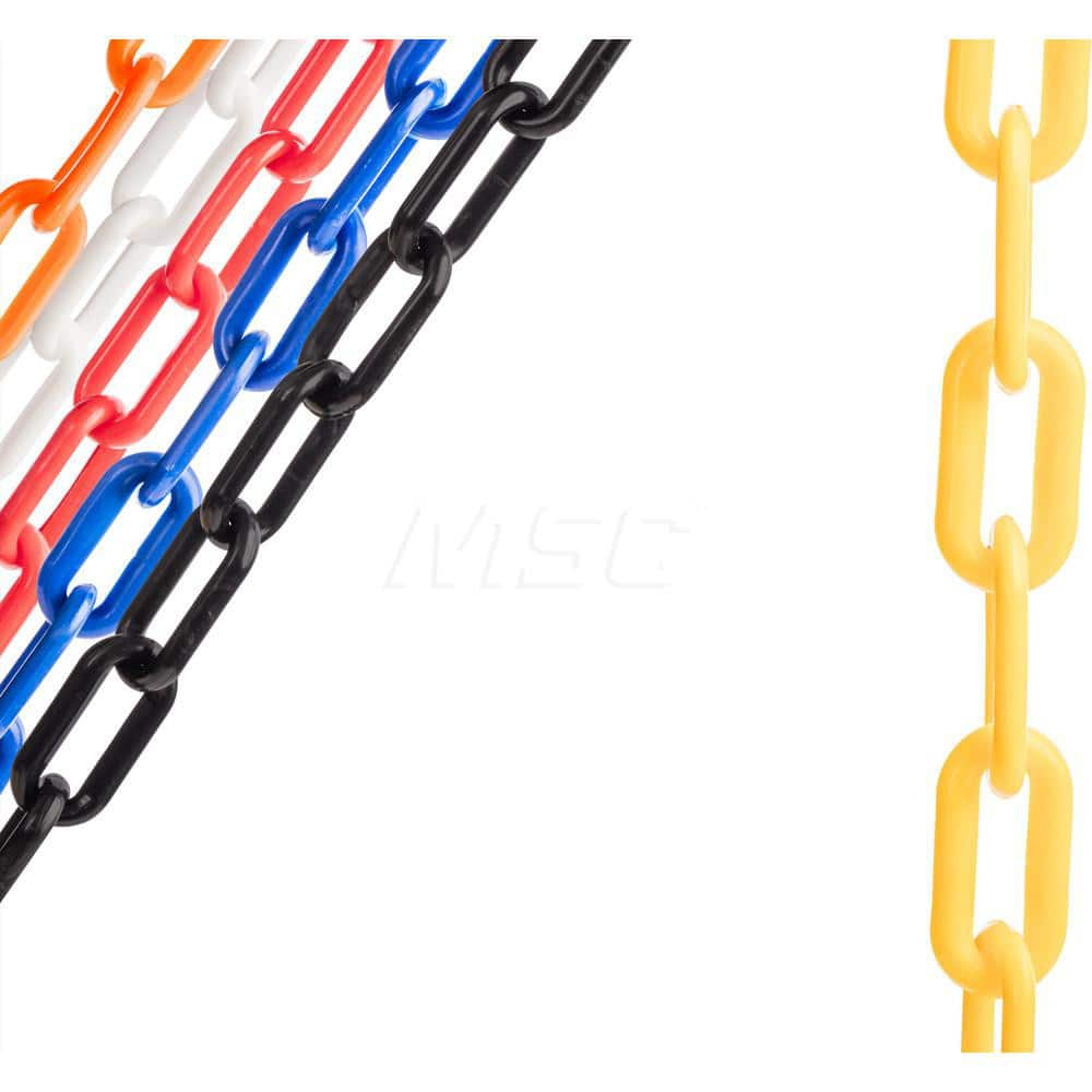 Pedestrian Barrier Chain: Plastic, Yellow, 50' Long, 2