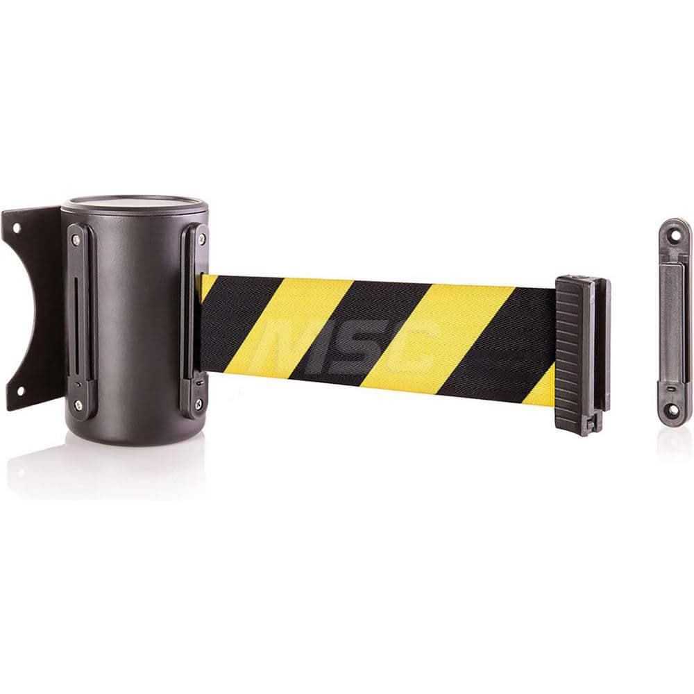 Pedestrian Barrier: Yellow & Black, Wall Mount, Use with Attaches to clip provided to block off an area MPN:U2500CYB