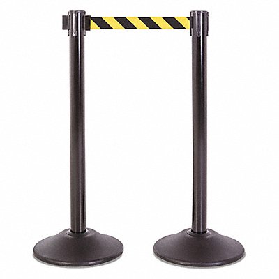 Steel Stanchion Blk 7.5ft Yel/Bk Belt PR MPN:U2102CYB