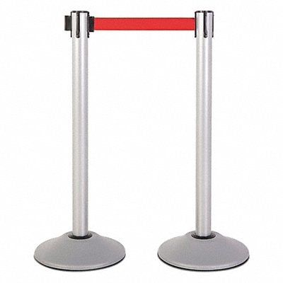 Steel Stanchion Silver 7.5ft Red Belt PR MPN:U2103RED