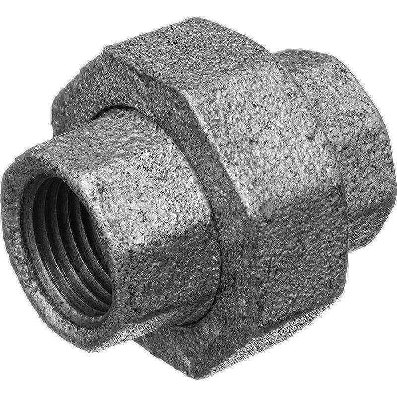 Galvanized Pipe Fittings, Fitting Type: Union , Fitting Size: 1/2 , Material: Malleable Iron , Fitting Shape: Straight , Thread Standard: BSPT  MPN:ZUSA-PF-15658