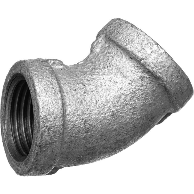 Galvanized Pipe Fittings, Fitting Type: Elbow , Fitting Size: 3/4 , Material: Malleable Iron , Fitting Shape: 450 Elbow , Thread Standard: BSPT  MPN:ZUSA-PF-15673