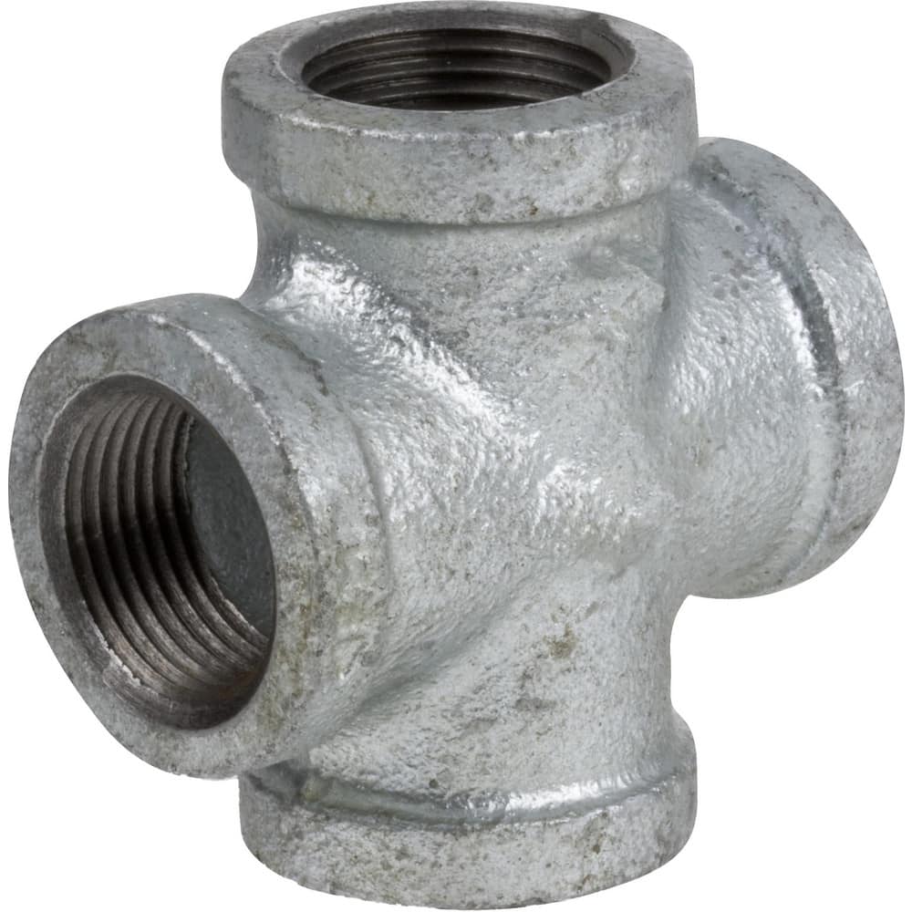 Galvanized Pipe Fittings, Fitting Type: Cross , Fitting Size: 1/2 , Material: Malleable Iron , Fitting Shape: Cross , Thread Standard: NPT  MPN:ZUSA-PF-16730