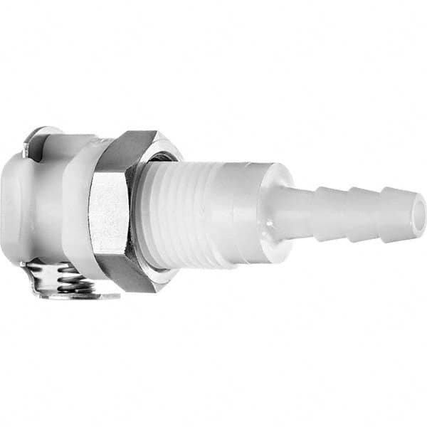 Plastic Quick-Disconnect Tube Couplings, Type: Panel Mount Hose Barb-Female Socket, Panel Mount Hose Barb-Female Socket , Nominal Flow Size: 1/4 (Inch) MPN:ZUSA-TF-QD-A-1