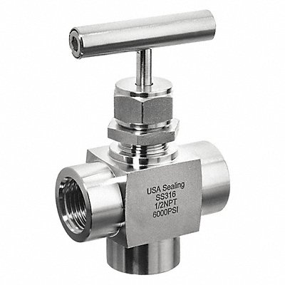 Needle Valve Angled Fitting Style 316 SS MPN:ZUSA-VLV-100