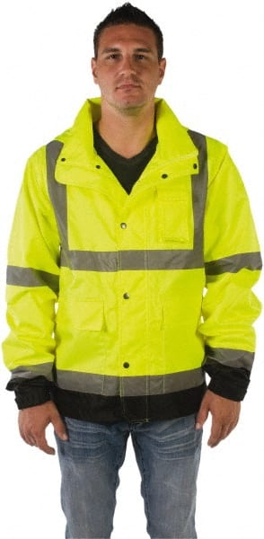 Rain Jacket: Size Medium, Yellow, Polyester MPN:UHVR642-M-YB