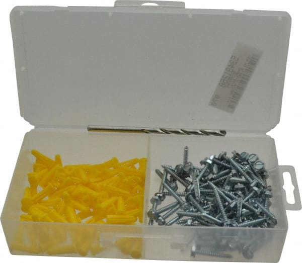 200 Piece, #6 to 8 Screw, Plastic & Steel Hex Drive Anchor Assortment MPN:0612PAHPK