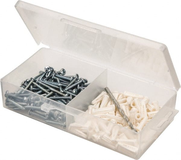 200 Piece, #8 to 10 Screw, Plastic & Steel Slotted/Phillips Drive Anchor Assortment MPN:0814PACPK