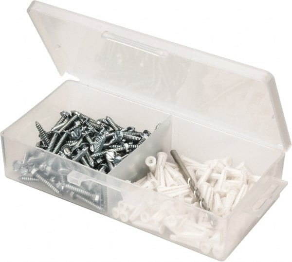 200 Piece, #8 to 10 Screw, Plastic & Steel Hex Drive Anchor Assortment MPN:0814PAHPK