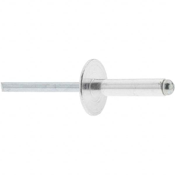 Open End Blind Rivet: Size 610, Large Flange Dome Head, Aluminum Body, Steel Mandrel MPN:34144