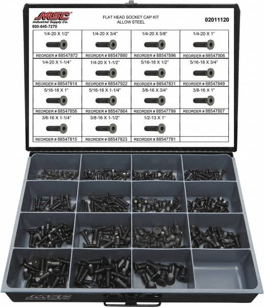 360 Piece Steel Socket Head Cap Screws MPN:02011120