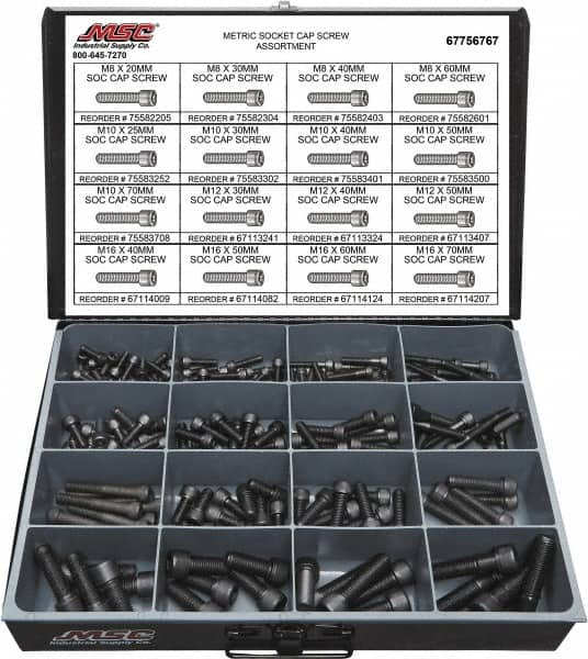 168 Piece Alloy Steel Socket Head Cap Screws MPN:67756767