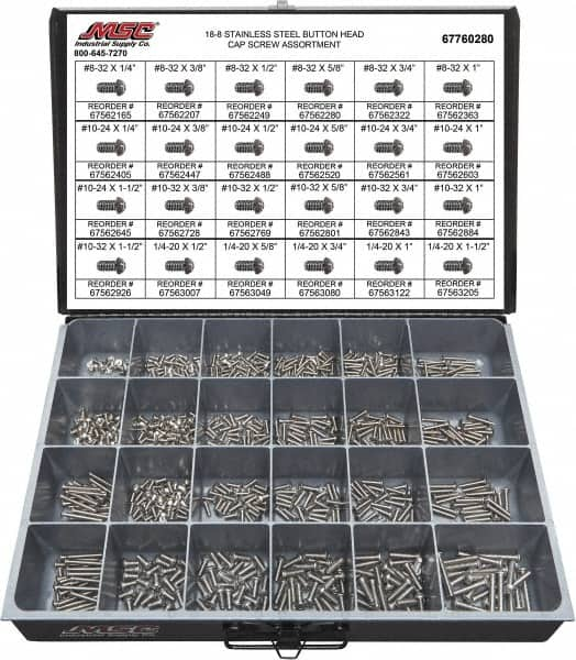 800 Piece Stainless Steel Button Head Cap Screws MPN:67760280