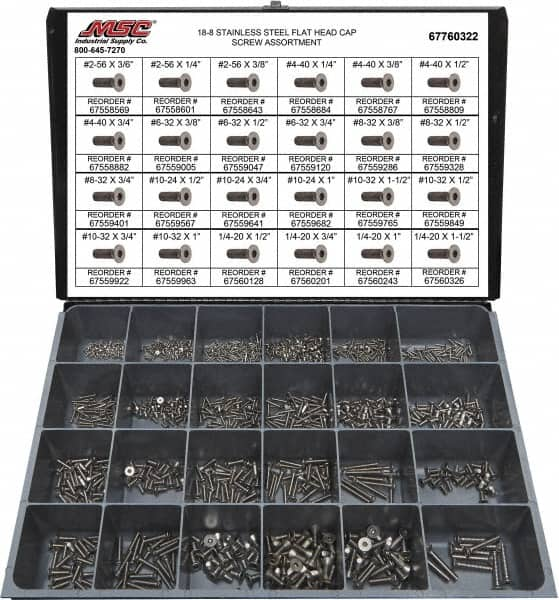 1,095 Piece Stainless Steel Flat Head Cap Screws MPN:67760322