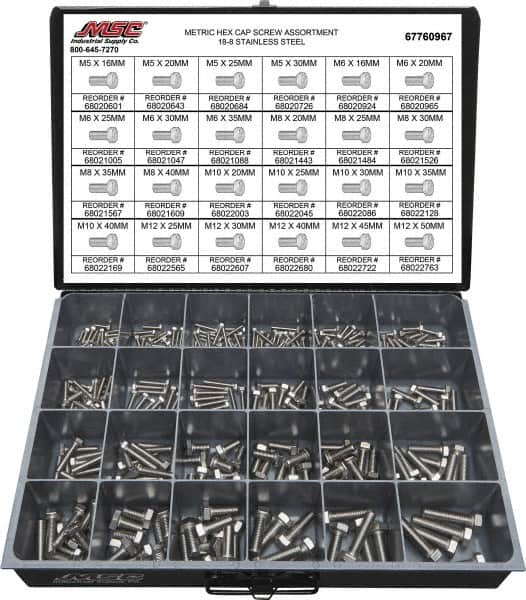 330 Piece Stainless Steel Hex Head Cap Screws MPN:67760967