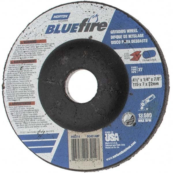 Depressed Grinding Wheel:  Type 27,  4-1/2