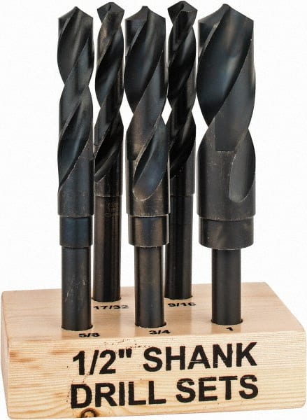 Drill Bit Set: Reduced Shank Drill Bits, 5 Pc, 1