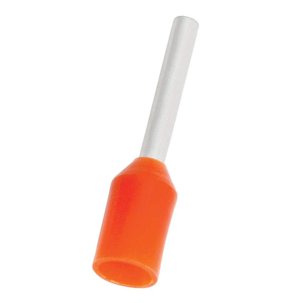 Electrical Wire Ferrules, Insulation Type: Partially Insulated, Connection Type: Crimp, Compatible Wire Size (sq mm): 20 AWG, 0.5 mm2 MPN:E0508-ORANGE