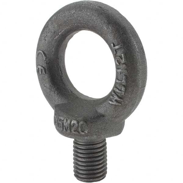 Fixed Lifting Eye Bolt: With Shoulder, M20 x 2.50 Thread, Grade 1015 Steel MPN:B10783