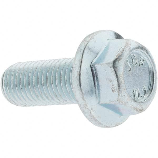 Smooth Flange Bolt: M10 x 1.25 Metric, 25 mm Length Under Head, Fully Threaded MPN:4571