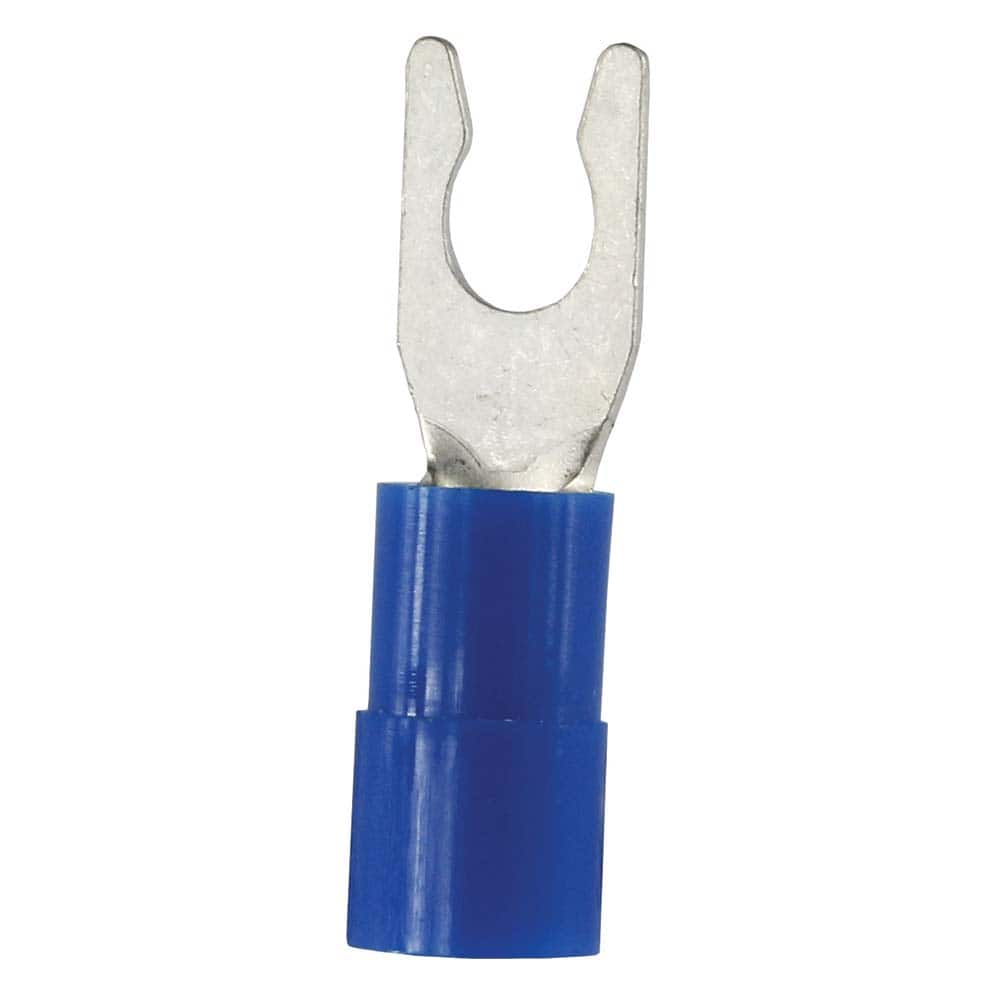 Locking Fork Terminal: Blue, Nylon, Partially Insulated, #6 Stud, Crimp MPN:LSNY2-3.7