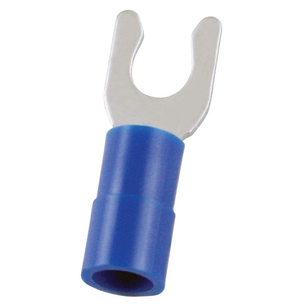 Locking Fork Terminal: Blue, Nylon, Partially Insulated, #8 Stud, Crimp MPN:LSNY2-4