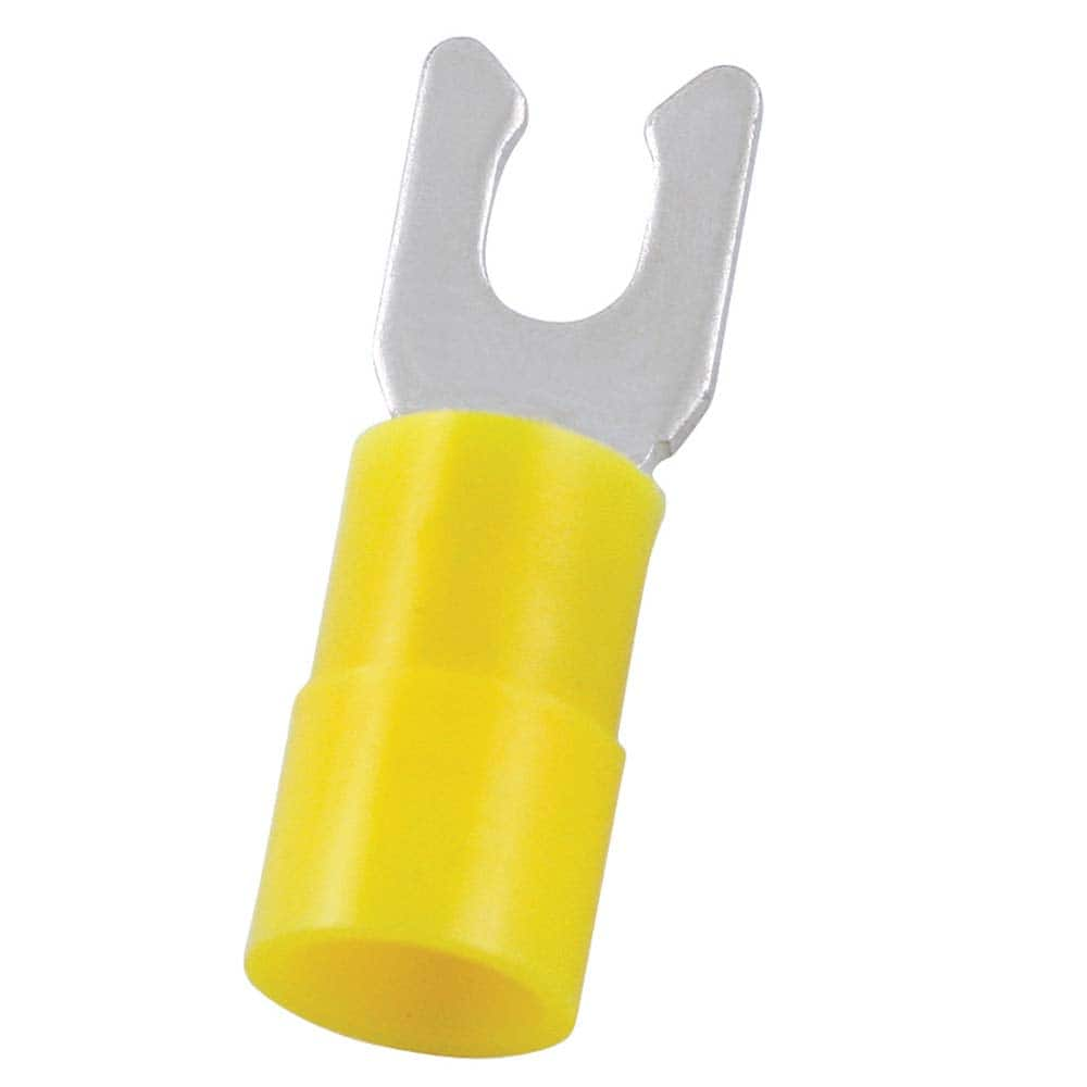 Locking Fork Terminal: Yellow, Nylon, Partially Insulated, #6 Stud, Crimp MPN:LSNY5-3.7