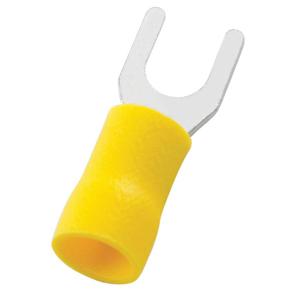 Standard Fork Terminal: Yellow, Vinyl, Partially Insulated, #10 Stud, Crimp MPN:SV5-5