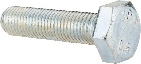 Hex Head Cap Screw: M10 x 1.25 x 40 mm, Grade 8.8 Steel, Zinc-Plated MPN:815898PS