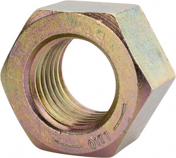 Hex Nut: 2 - 4-1/2, Grade 8 Steel, Zinc Yellow Dichromate Finish MPN:306074BR