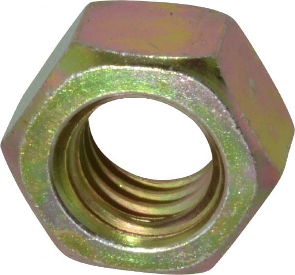 Hex Nut: 7/16-14, Grade 8 Steel, Zinc Yellow Dichromate Finish MPN:39604