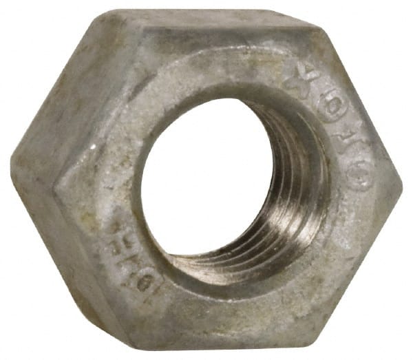 Hex Nut: 1/2-13, A563 Grade DH Steel, Hot Dipped Galvanized Finish MPN:MSC-72047632
