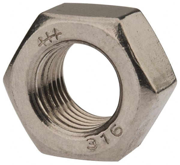 Hex Nut: 7/16-20, Grade 316 Stainless Steel, Uncoated MPN:763120PS