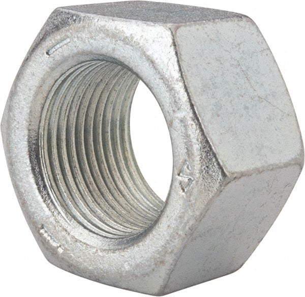 Hex Nut: 1-1/8 - 12, Grade 5 Steel, Zinc Clear Finish MPN:848098BR