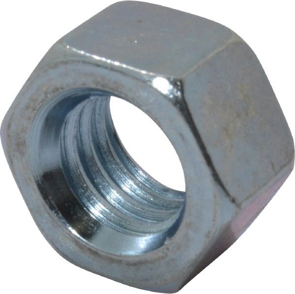 Hex Nut: 3/8-16, Grade 2 Steel, Zinc Clear Finish MPN:HNI20370-10LBBX