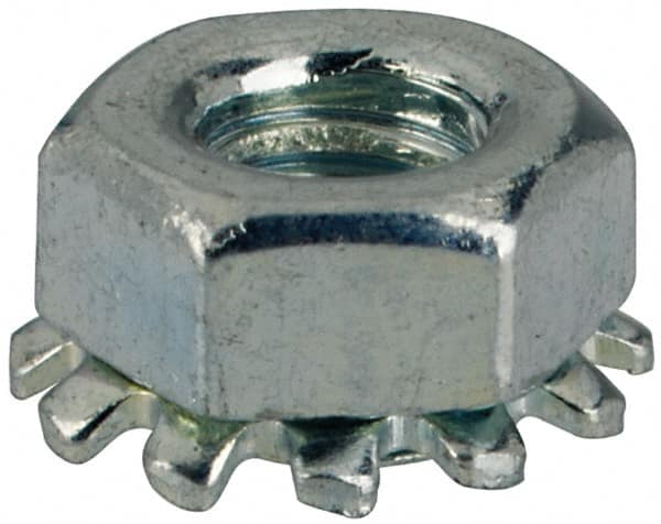 M3x0.5, Zinc Plated, Steel K-Lock Hex Nut with External Tooth Lock Washer MPN:525031PS