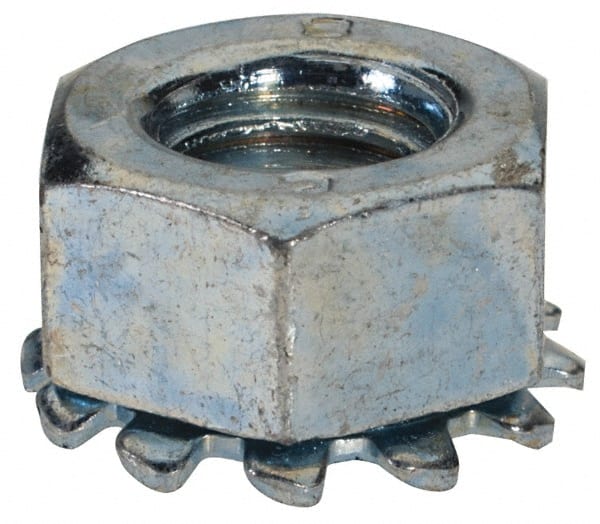 M8x1.25, Zinc Plated, Steel K-Lock Hex Nut with External Tooth Lock Washer MPN:831991MSC