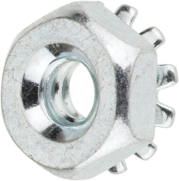 #6-32, Zinc Plated, Steel K-Lock Hex Nut with External Tooth Lock Washer MPN:KEPI0-60-100BX